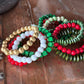 Set of Red/Green Bohemian Handmade Beaded Bracelets