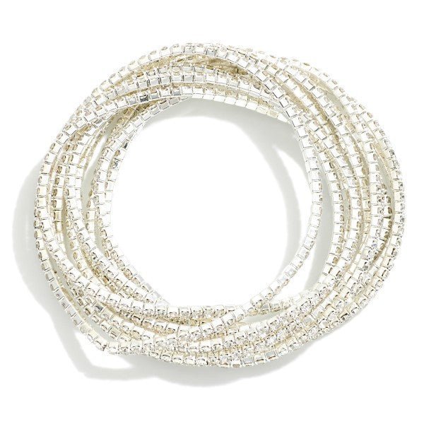 Set of Ten Linked Rhinestone Stretch Bracelets - The Mustard Seed Collection, The Seed