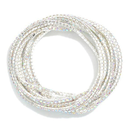 Set of Ten Linked Rhinestone Stretch Bracelets - The Mustard Seed Collection, The Seed