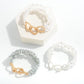 Set of Three Beaded Stretch Bracelet Featuring Pearl And Chain Link Accents - The Mustard Seed Collection, The Seed