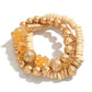 Set of Three Beaded Stretch Bracelet Featuring Stone, Gold Disco and Ornate Beads - The Mustard Seed Collection, The Seed