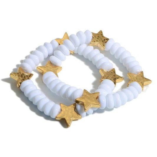 Set of Two Beaded Bracelets Featuring Gold Star Accents - The Mustard Seed Collection, The Seed