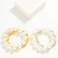 Set of Two Pearl Beaded and Chain Link Stretch Bracelets - The Mustard Seed Collection, The Seed