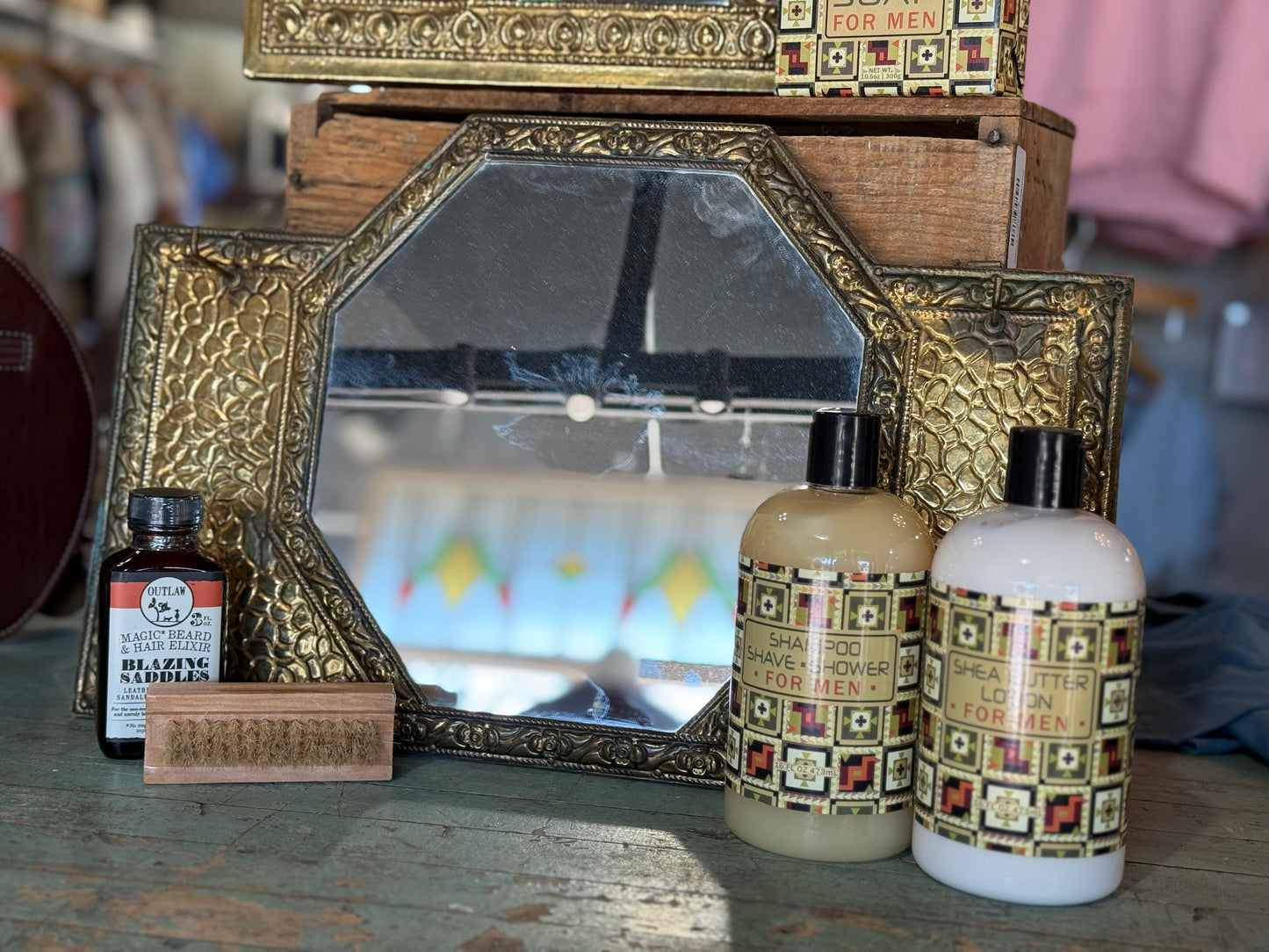 Antique Mens Dressing Octagonal Mirror