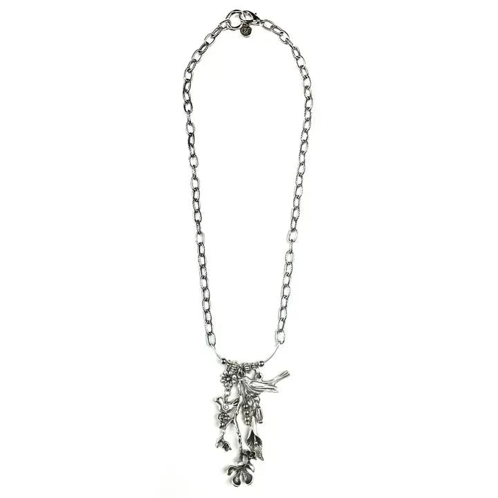 Silver Chain Flora Fauna Charmed Necklace - The Mustard Seed Collection, The Seed
