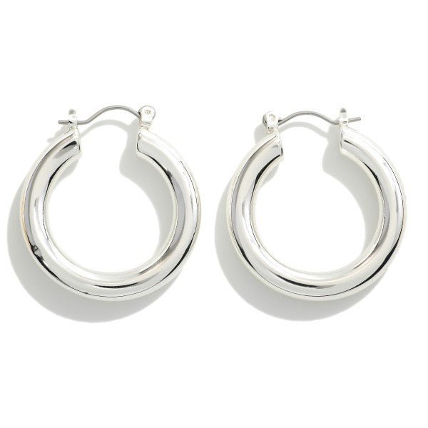 Silver Chunky Brass Hollow Hoop - The Mustard Seed Collection, The Seed