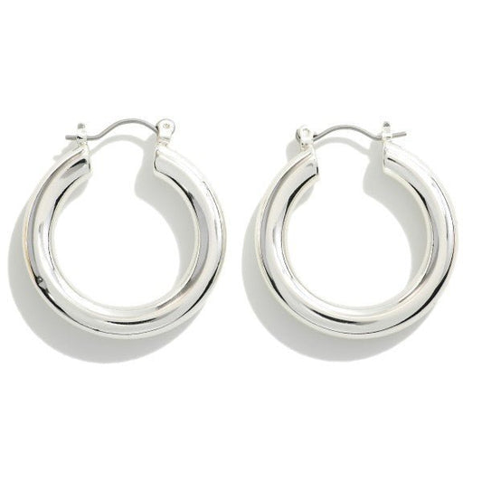 Silver Chunky Brass Hollow Hoop - The Mustard Seed Collection, The Seed