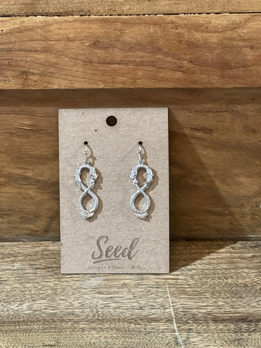 Silver-Toned Infinity Dragon Earrings 