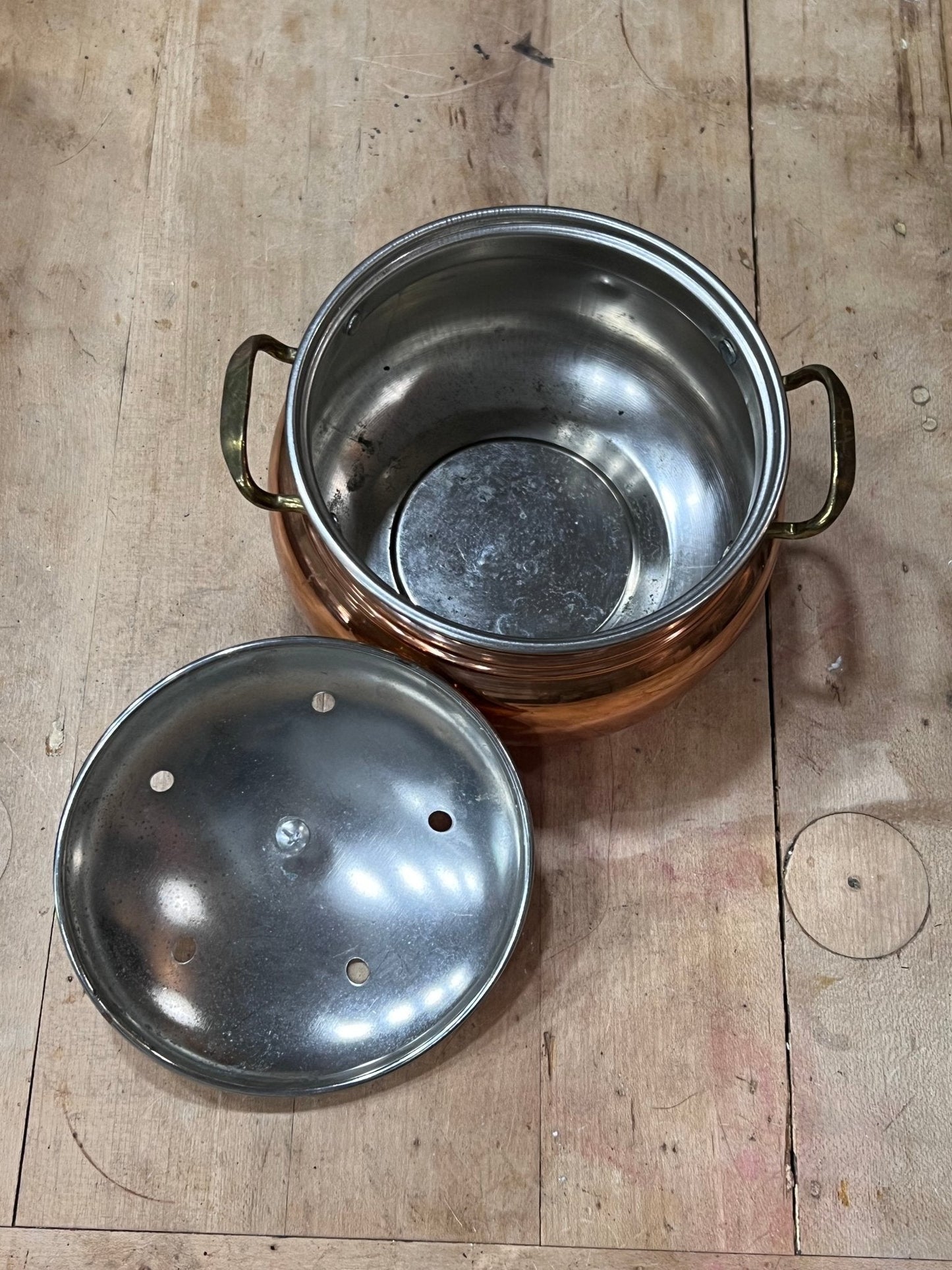 Small Copper Bowl with Handles 
