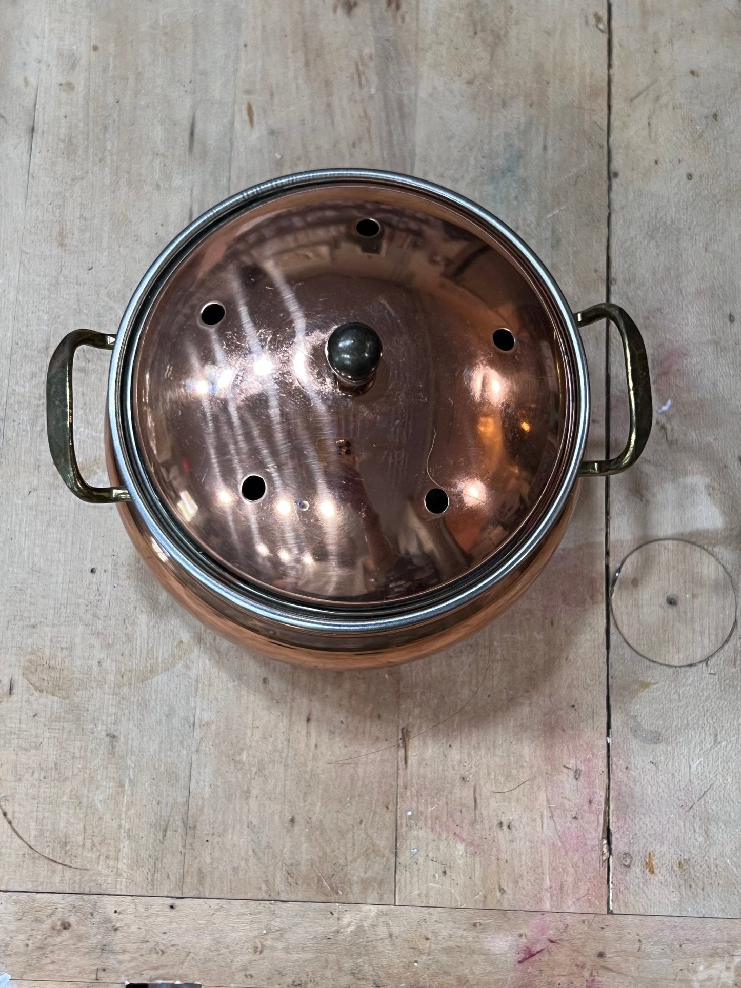 Small Copper Bowl with Handles 