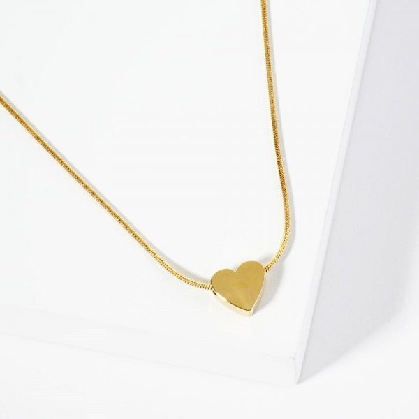 Snake Chain Necklace Featuring Metal Tone Heart Pendant - The Mustard Seed Collection, The Seed