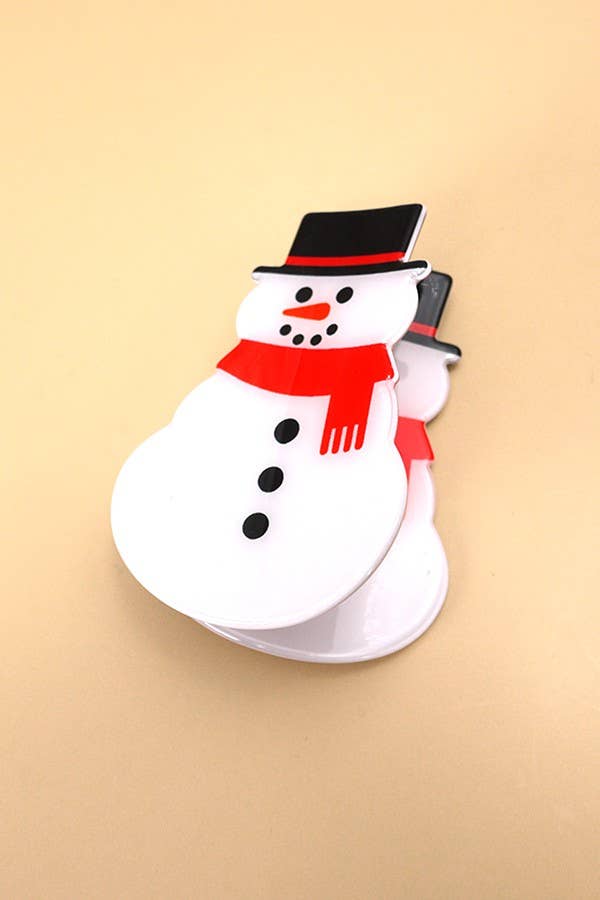 Christmas Hair Claw Clip Snowman