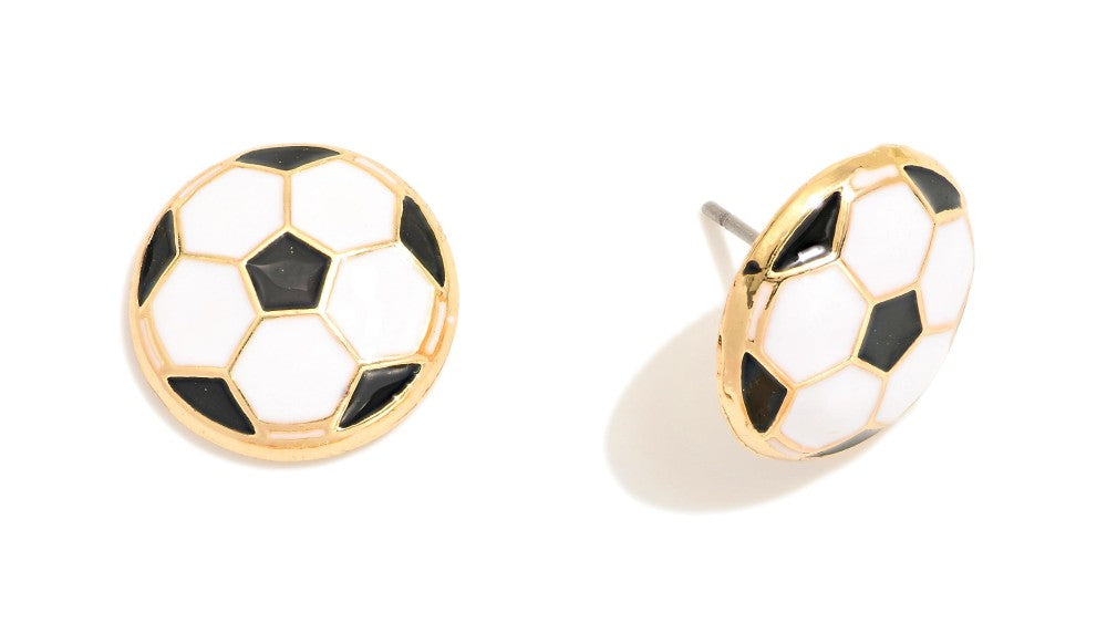 Enamel Soccer Ball or Cleats Stud Earrings Soccer Ball