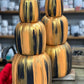 Stackable pumpkins painted orange, black and gold with Annie Sloan Chalk Paint