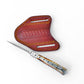Stag Horn Style Damascus Folding Knife with Leather Sheath