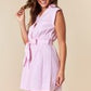 Striped Dolman Short Sleeve Button Up Detailed & Belted Mini Shirt Dress - The Mustard Seed Collection, The Seed