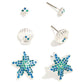 Stud & Sea Creature Drop Earrings Featuring Rhinestone Accents