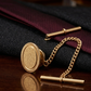 Vintage Men's Gold-Tone Textured Oval Tie Tack with Chain & T-Bar
