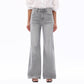 Super High Rise Wide Leg Frayed Hem Retro Jeans: STONE GRAY 