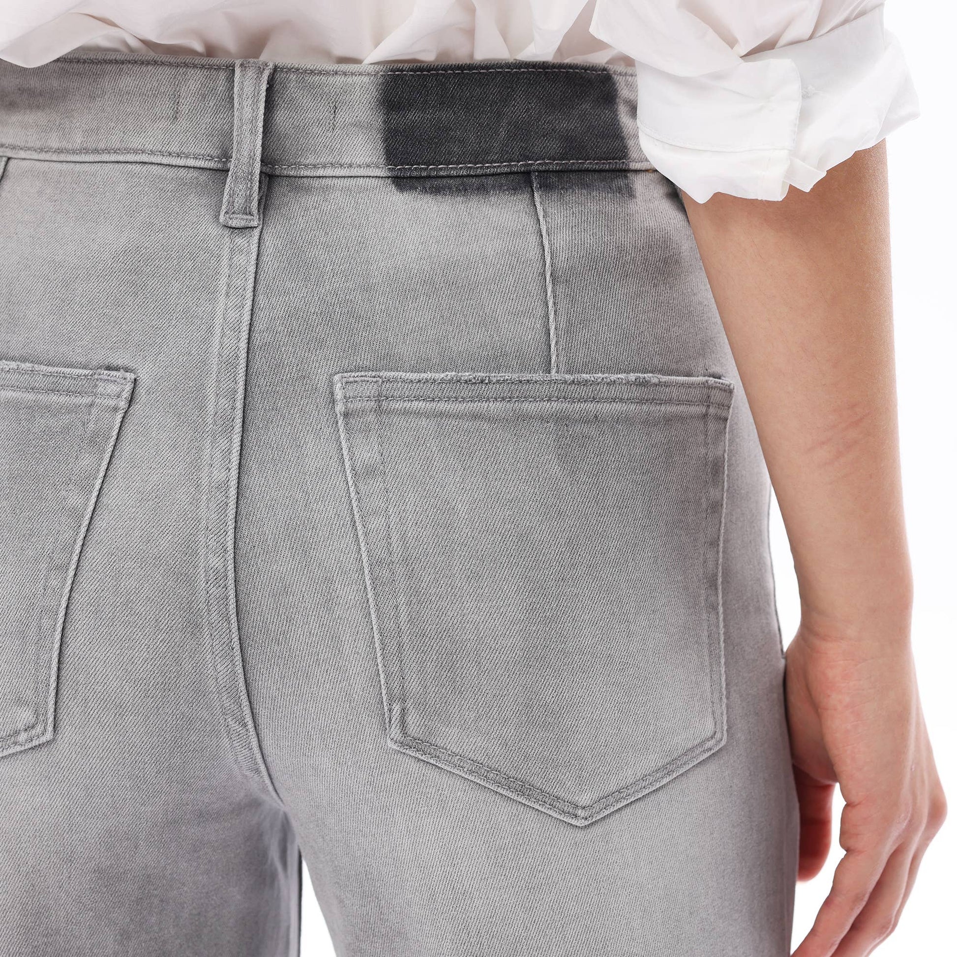 Super High Rise Wide Leg Frayed Hem Retro Jeans: STONE GRAY 