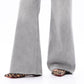 Super High Rise Wide Leg Frayed Hem Retro Jeans: STONE GRAY 