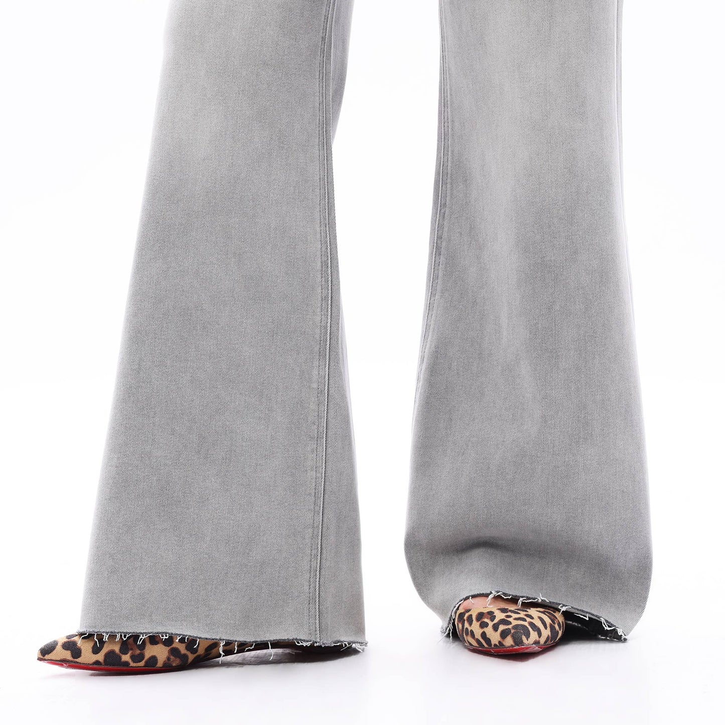 Super High Rise Wide Leg Frayed Hem Retro Jeans: STONE GRAY 