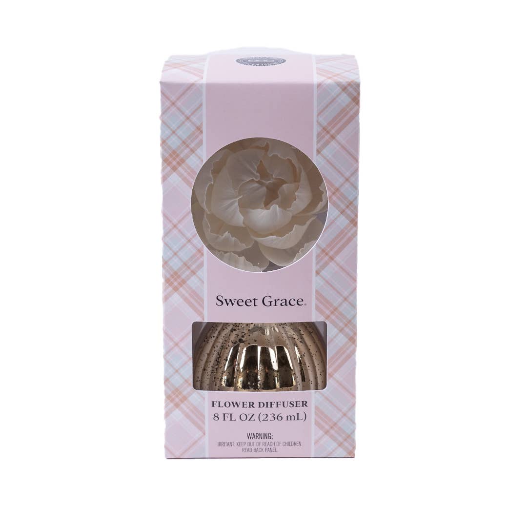 Sweet Grace Plaid Flower Diffuser | Metallic Vessel - The Mustard Seed Collection, The Seed