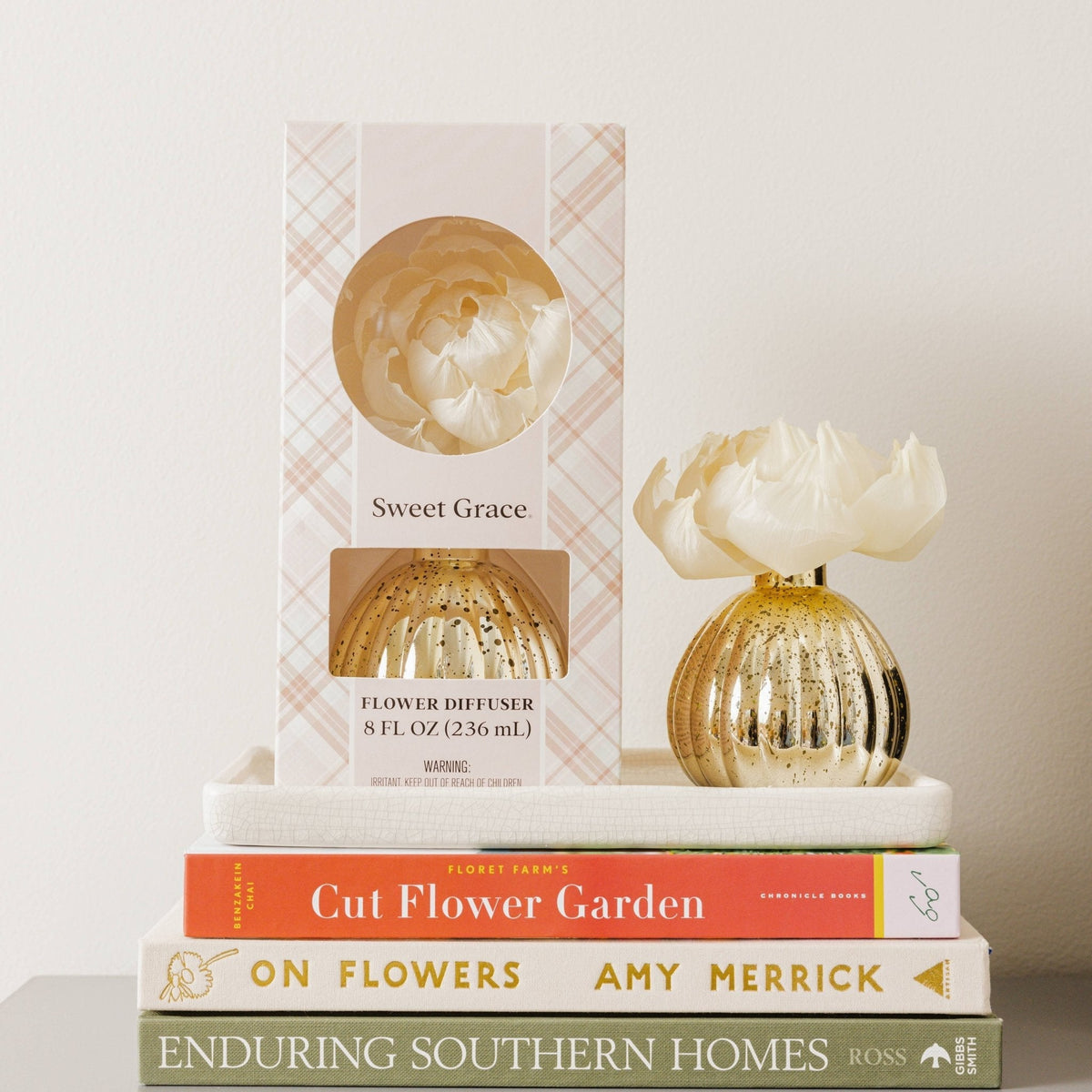 Sweet Grace Plaid Flower Diffuser | Metallic Vessel - The Mustard Seed Collection, The Seed