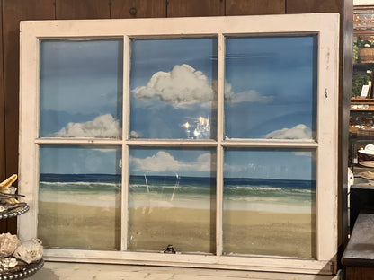 Sybil Nestor Beachscape behind a Vintage Window 