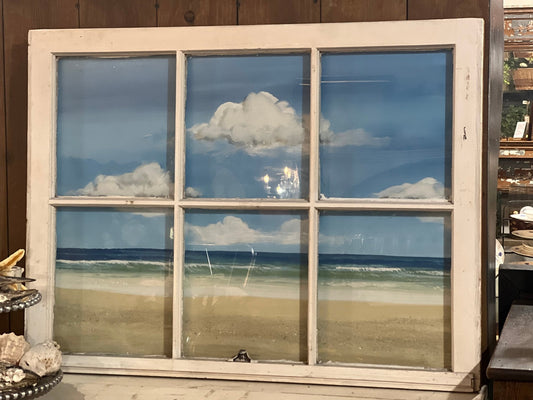 Sybil Nestor Beachscape behind a Vintage Window 