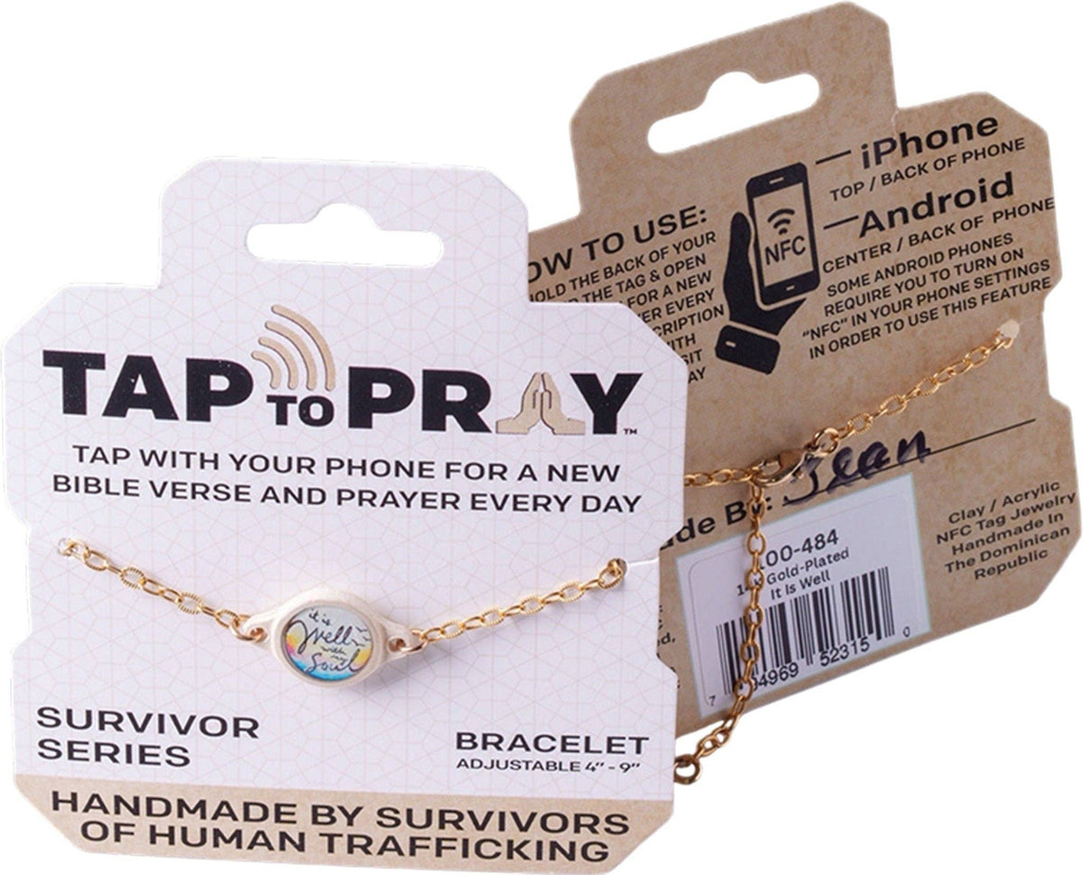 Tap To Pray® Survivor Series Chain Bracelet: .999 Silver-Plated + Slate Cross