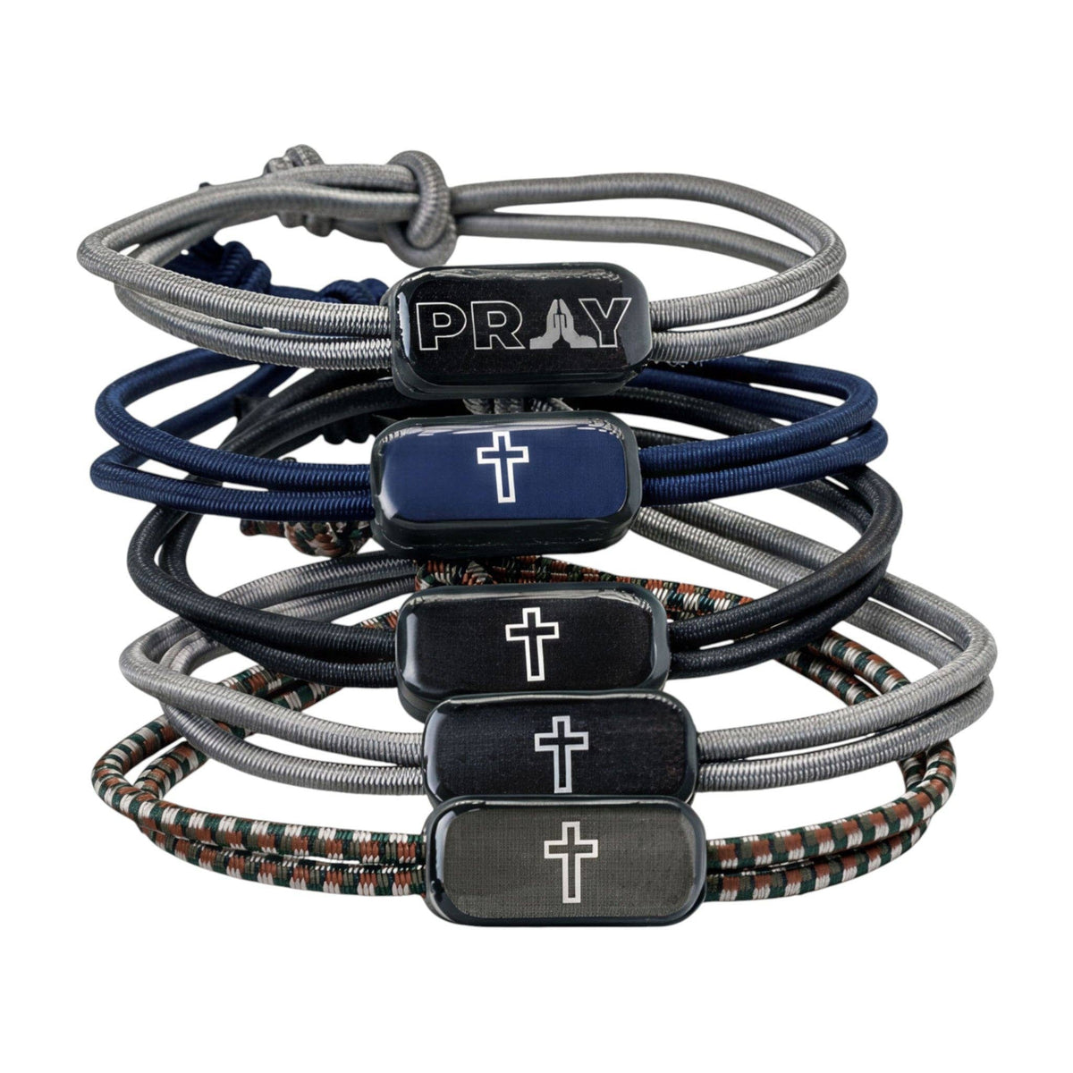 Tap To Pray® Survivor Series Tactical Bracelet: Camo + Stealth Flag