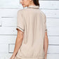 Taupe Leopard Print Piping Detailed Shirt and Shorts Pajama Set 