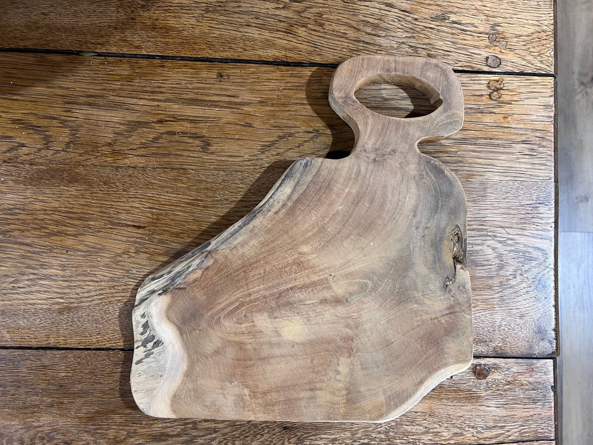 Teak Natural Bread Board with Oval Handle - The Mustard Seed Collection, The Seed