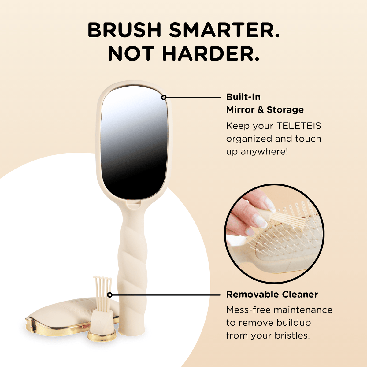 Teleties Detangler Hair Brush for Medium Hair - Tan