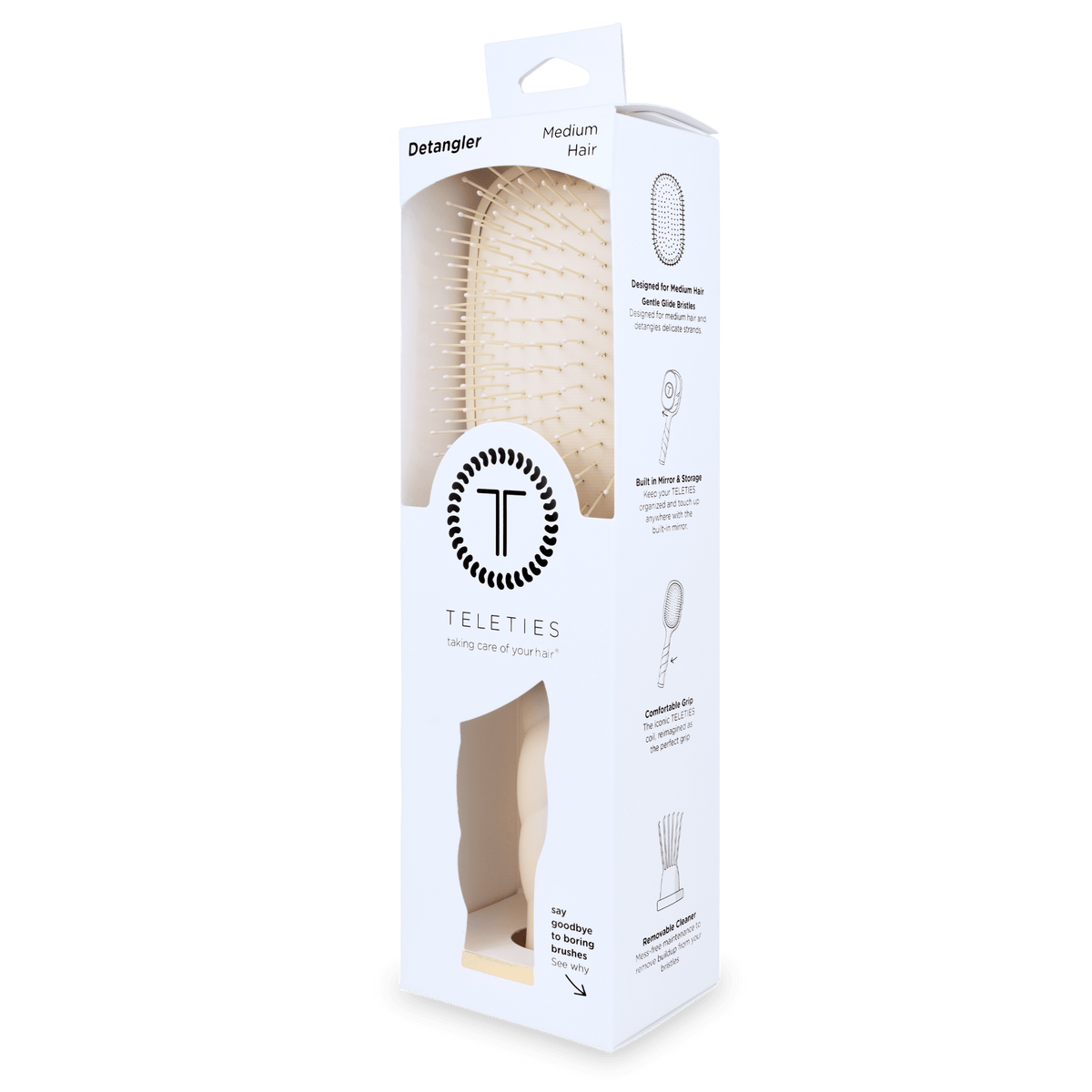 Teleties Detangler Hair Brush for Medium Hair - Tan