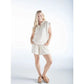 Tess Zip Up Short Sleeve Top Off White - The Mustard Seed Collection, The Seed