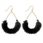 Textured Fringe Tassel Teardrop Earrings Black