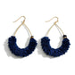 Textured Fringe Tassel Teardrop Earrings Navy