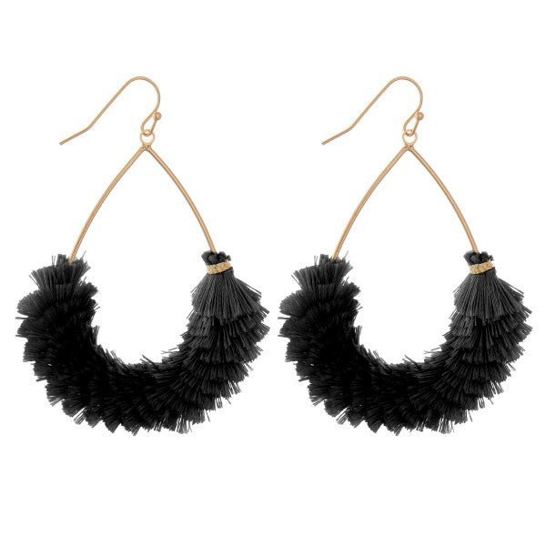 Textured Fringe Tassel Teardrop Earrings - The Mustard Seed Collection, The Seed