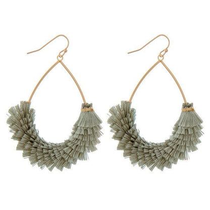 Textured Fringe Tassel Teardrop Earrings - The Mustard Seed Collection, The Seed