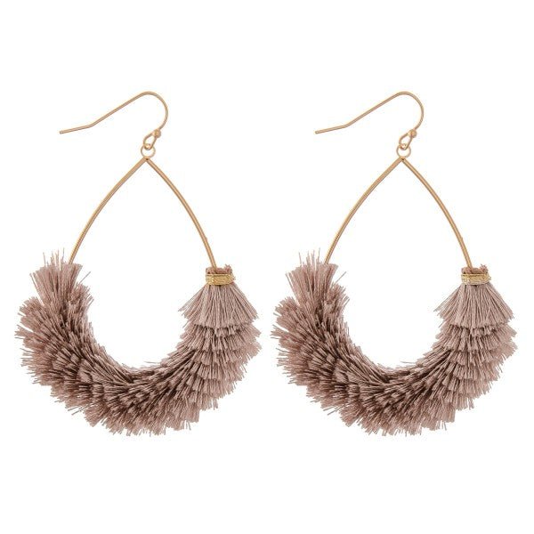 Textured Fringe Tassel Teardrop Earrings - The Mustard Seed Collection, The Seed