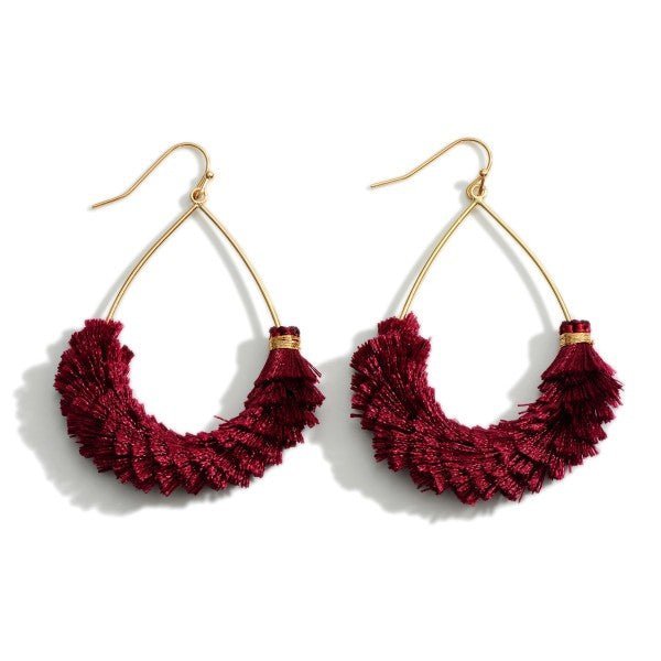 Textured Fringe Tassel Teardrop Earrings - The Mustard Seed Collection, The Seed