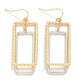 Textured Metal Nesting Rectangles Drop Earrings Gold Silver