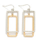 Textured Metal Nesting Rectangles Drop Earrings Silver Gold