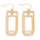 Textured Metal Nesting Rectangles Drop Earrings Gold