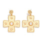 Textured Metal Plus Cross Drop Earrings Featuring Pearls - The Mustard Seed Collection, The Seed