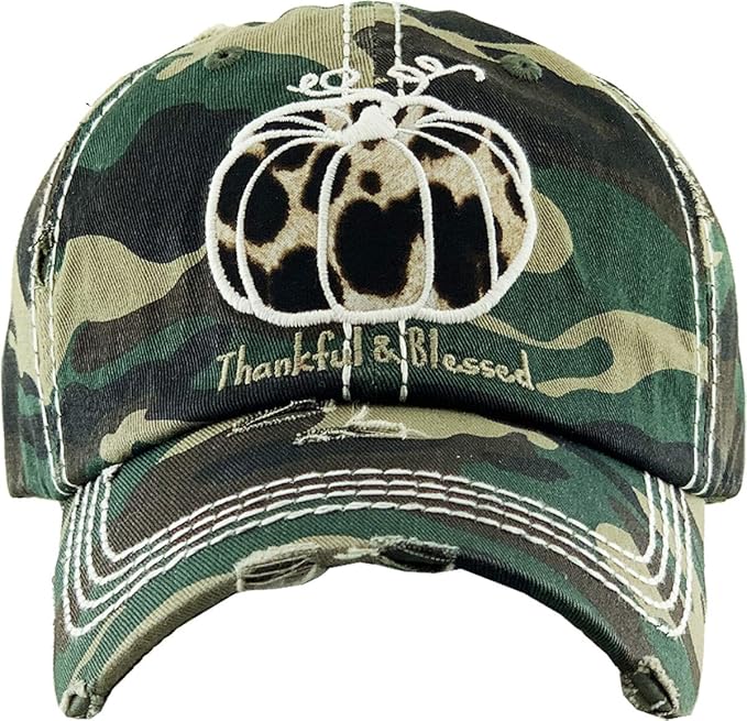 Thankful & Blessed Vintage Camo Baseball Hat - The Mustard Seed Collection, The Seed