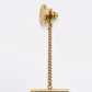 Vintage Men's Gold-Tone Textured Oval Tie Tack with Chain & T-Bar