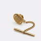 Vintage Men's Gold-Tone Textured Oval Tie Tack with Chain & T-Bar